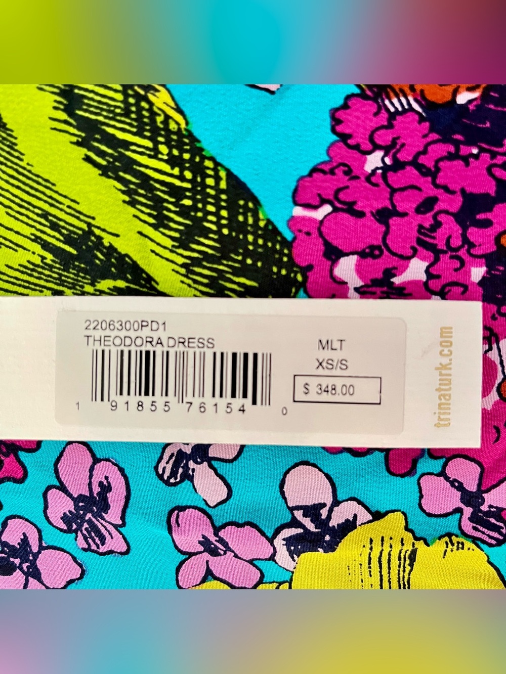 Trina Turk “Theodora” Bright Fuchsia & Turquoise Floral V-Neck Swim Coverup - Picture 4 of 16